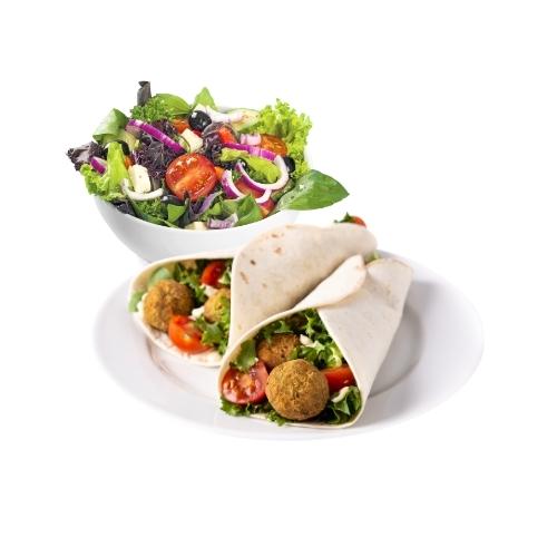 Falafel In Wrap and Salad