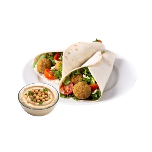 Falafel In Wrap Salad and Humus